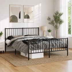Elegant Black Steel Queen Bed Frame 135x190 cm