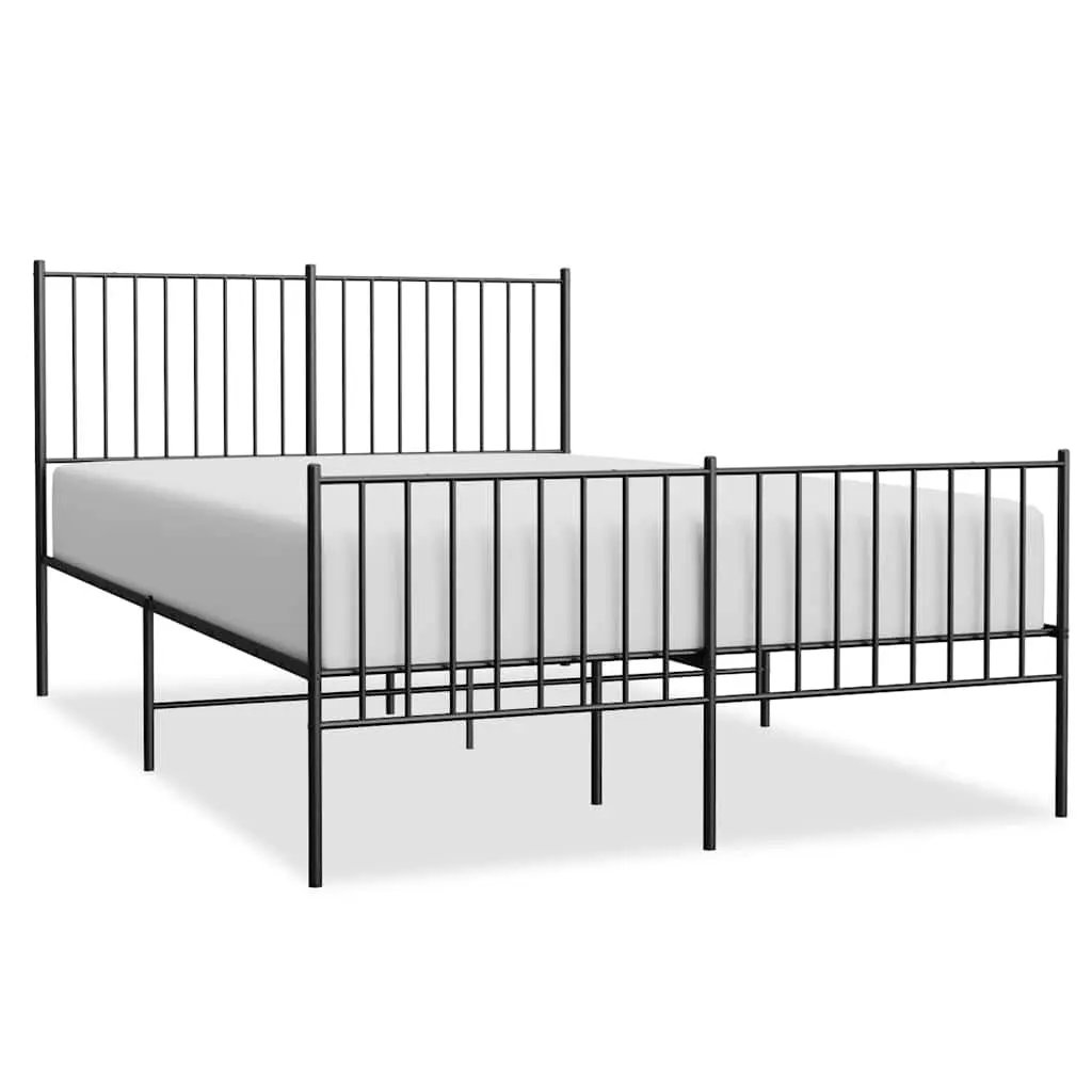 Black Steel Queen Bed Frame 135x190 cm