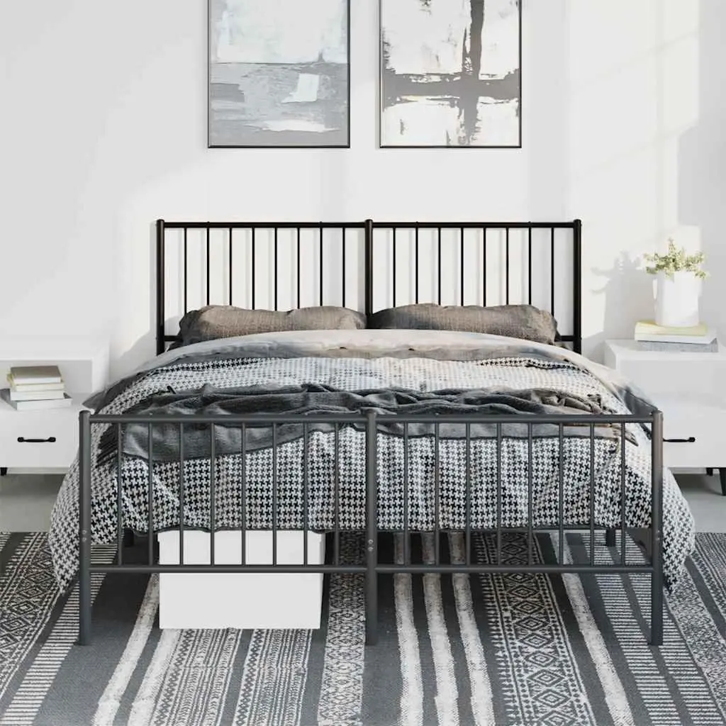 Black Steel Queen Bed Frame 135x190 cm