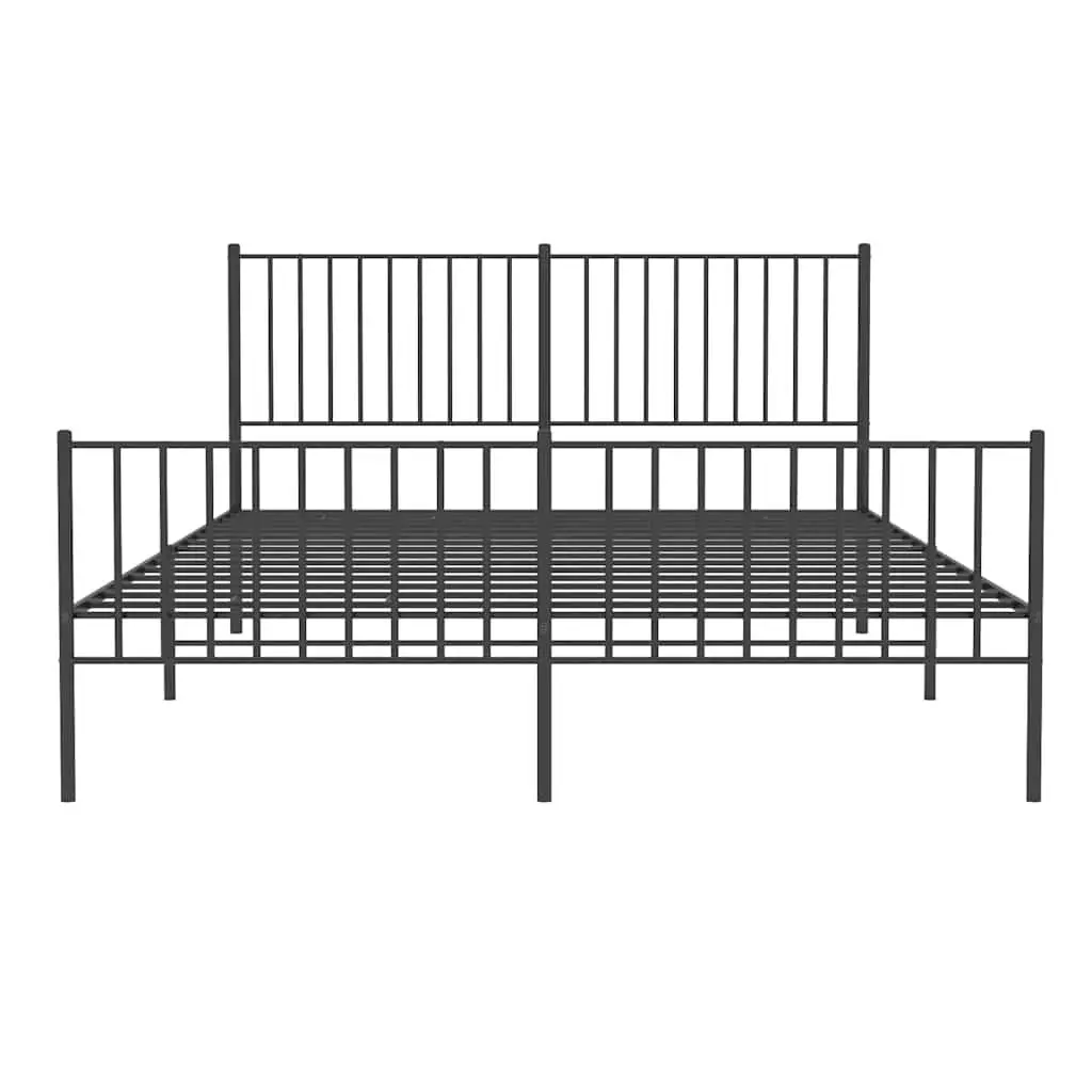 Black Metal Bed Frame 150x200 cm with Footboard
