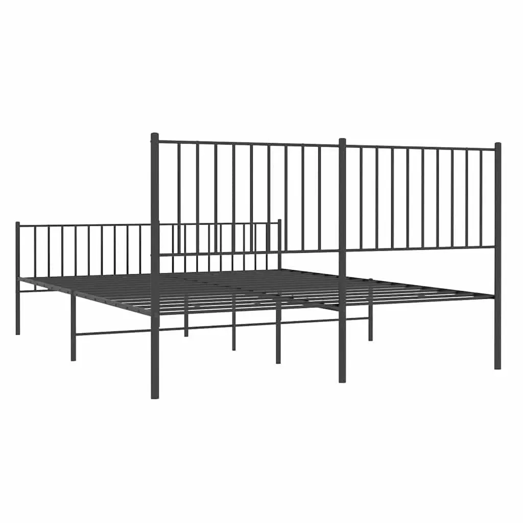 Black Metal Bed Frame 150x200 cm with Footboard