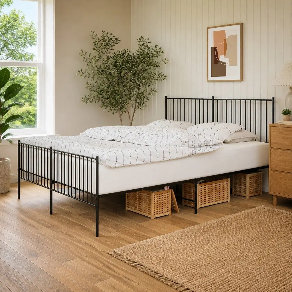 King Size Metal Bed Frame with Headboard and Footboard