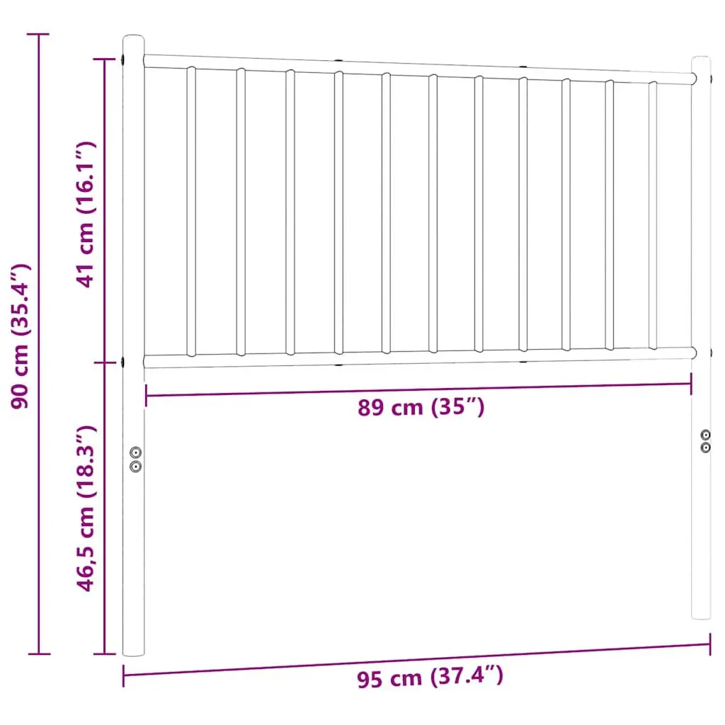 Metal Headboard Black 90cm Powder-coated Steel Bed Header Bedroom Furniture