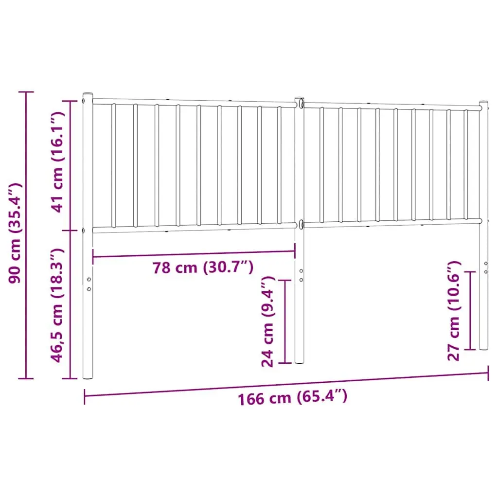 Metal Bed Frame Header Replacement Black 180cm Powder Coated Steel Sturdy Construction