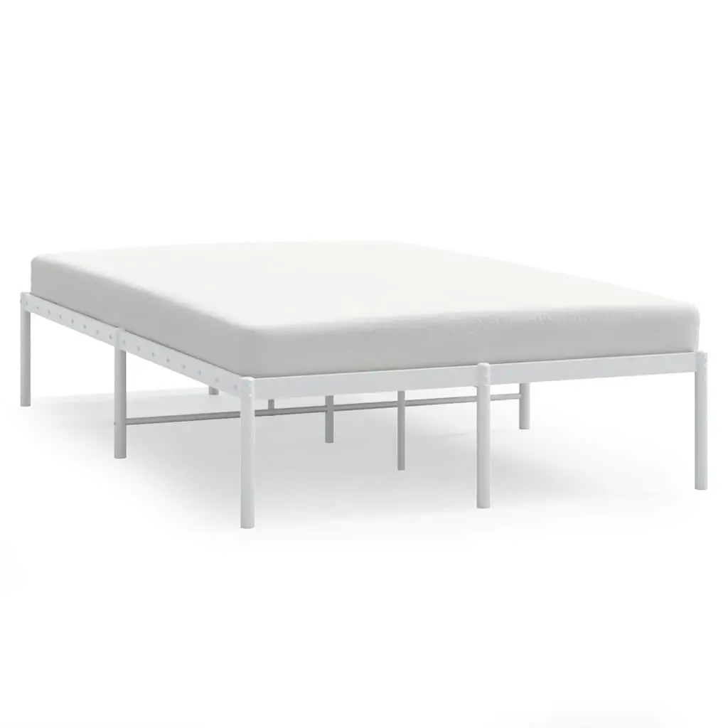 White Metal Bed Frame 135x190 cm with Slatted Base