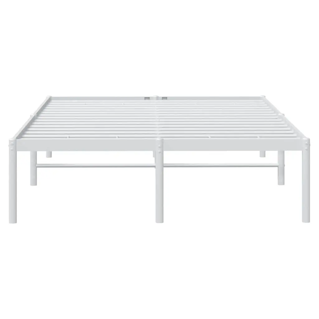 White Metal Bed Frame 135x190 cm with Slatted Base