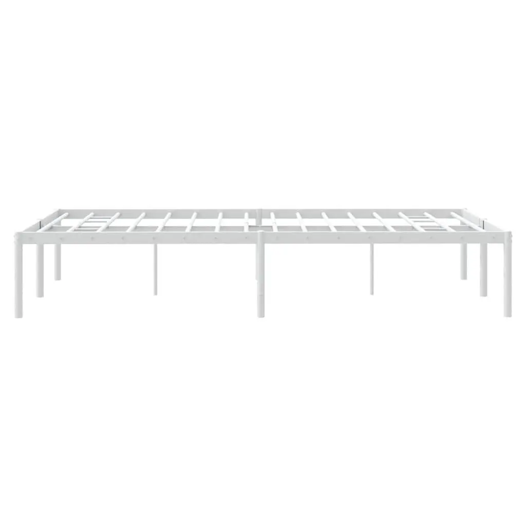 White Metal Bed Frame 135x190 cm with Slatted Base