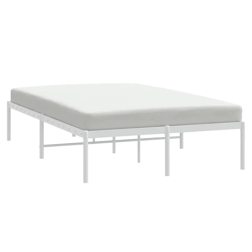 White Metal Bed Frame 135x190 cm with Slatted Base