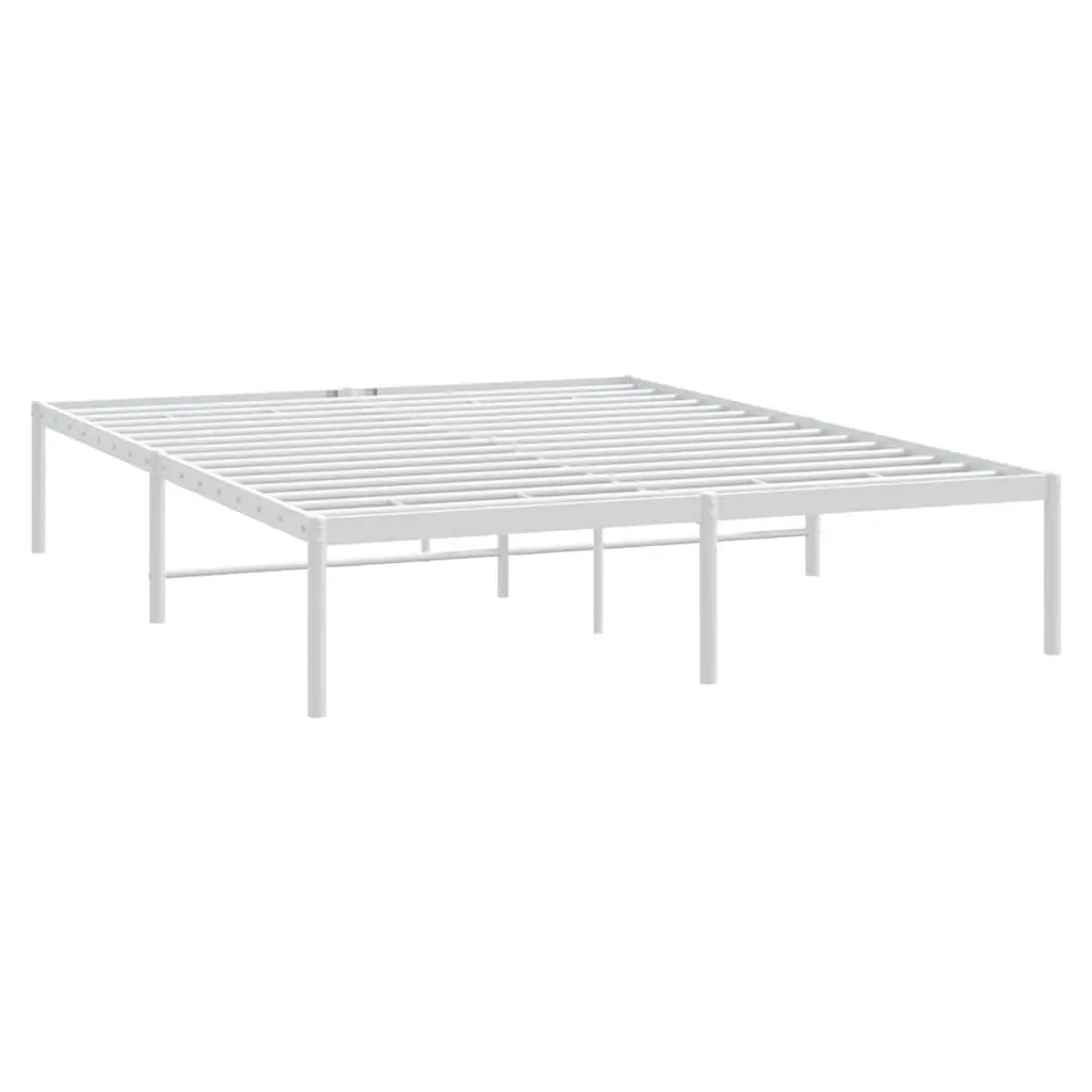 White Metal Bed Frame 150x200 cm with Slatted Base