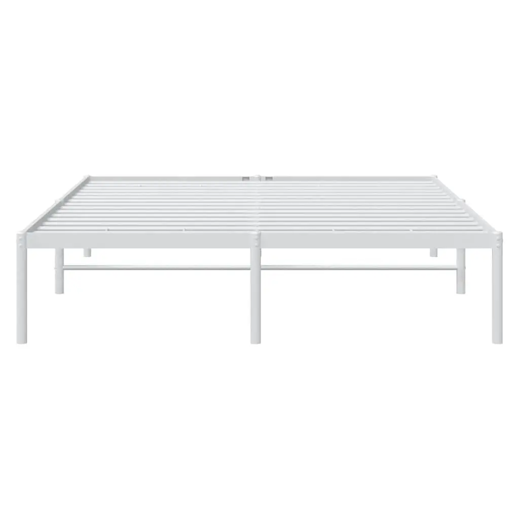 White Metal Bed Frame 150x200 cm with Slatted Base