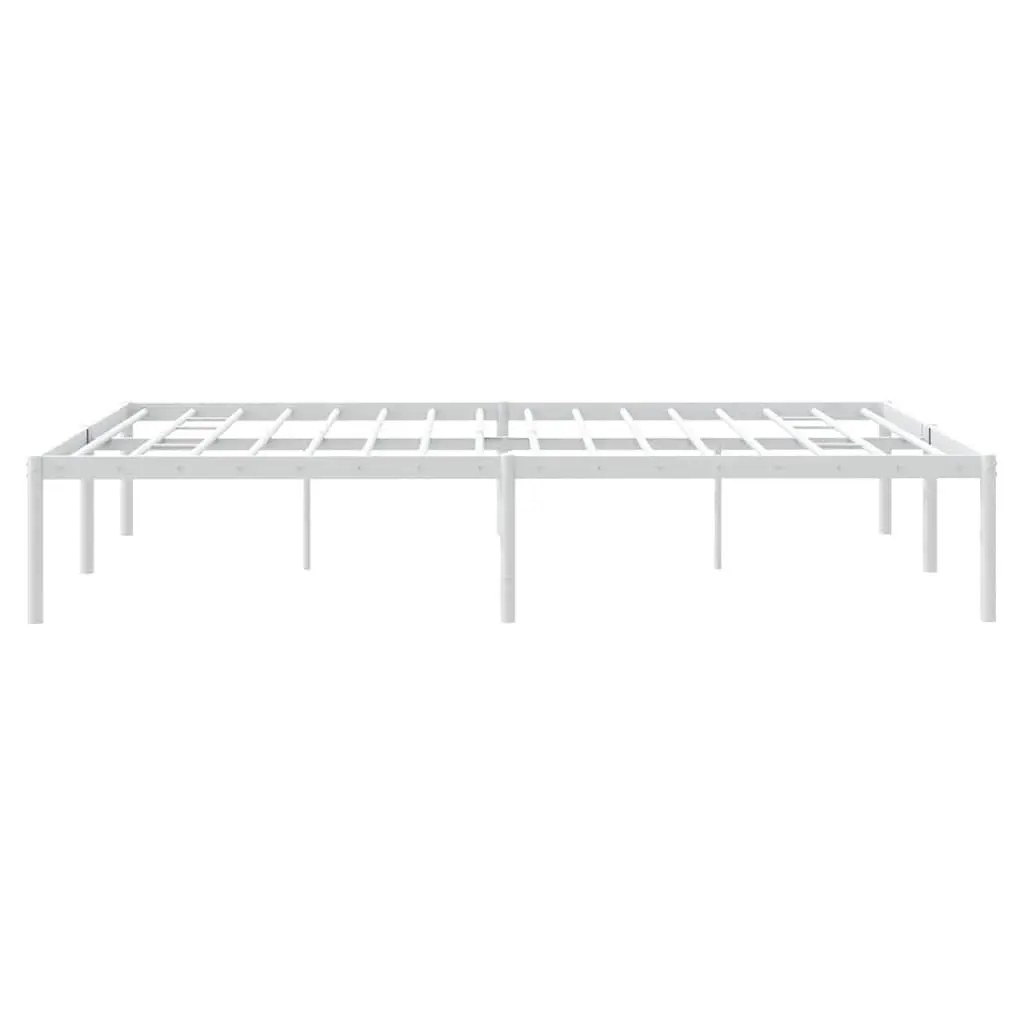 White Metal Bed Frame 150x200 cm with Slatted Base