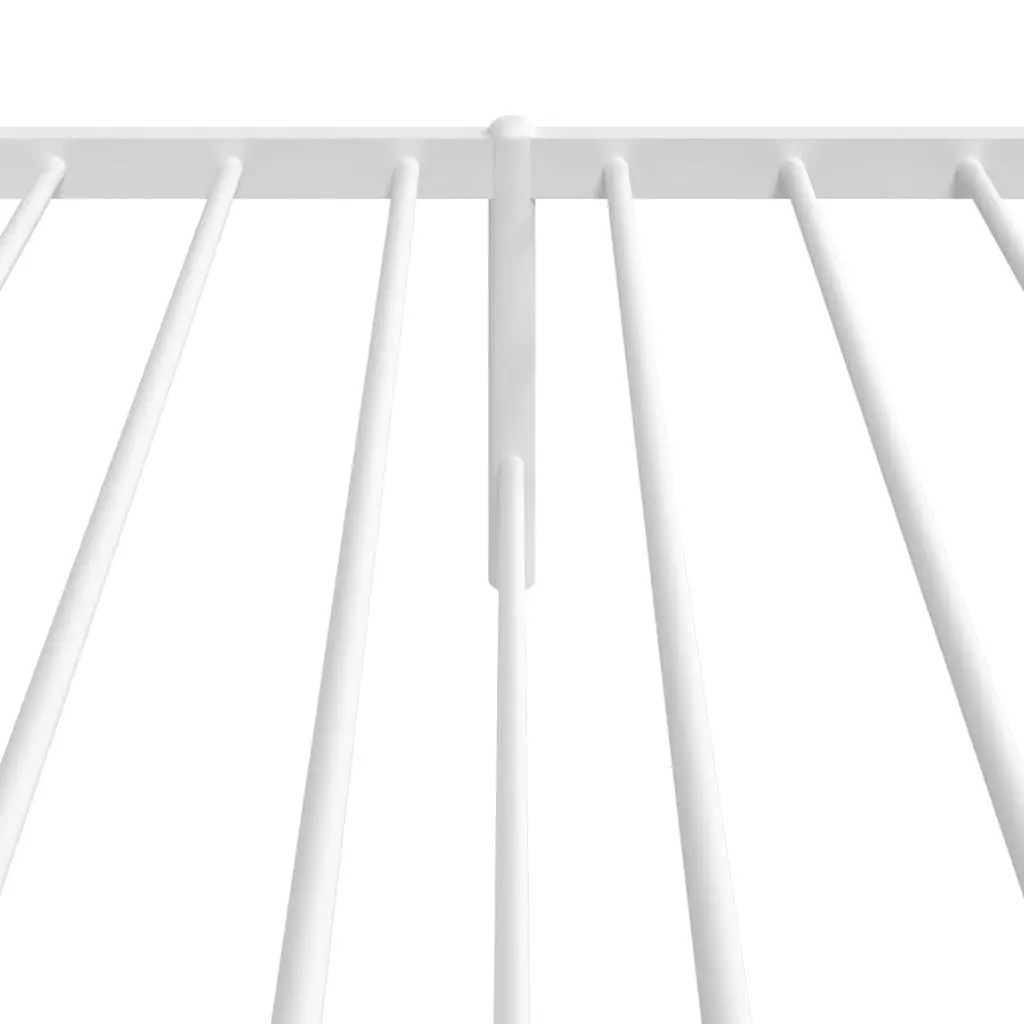 Metal Bed Frame White 90x190 cm Powder-coated Steel Slatted Base with Headboard Storage