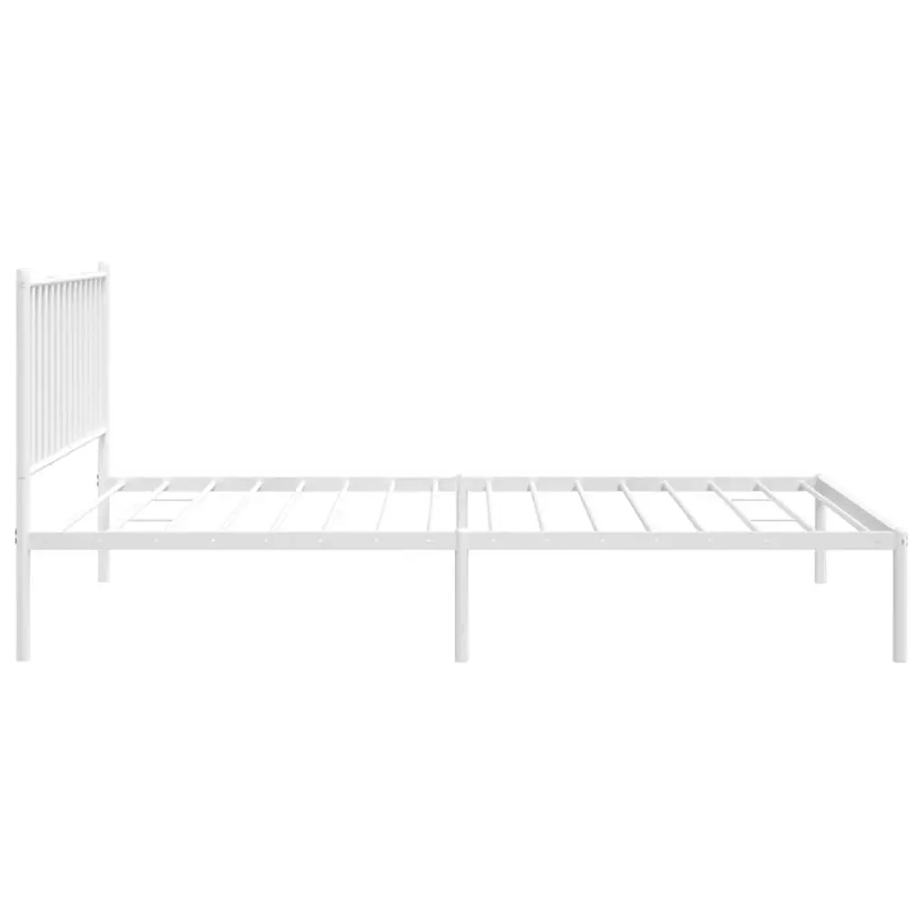 Metal Bed Frame White King Single 107x203 cm Powder-coated Steel Slatted Base Headboard