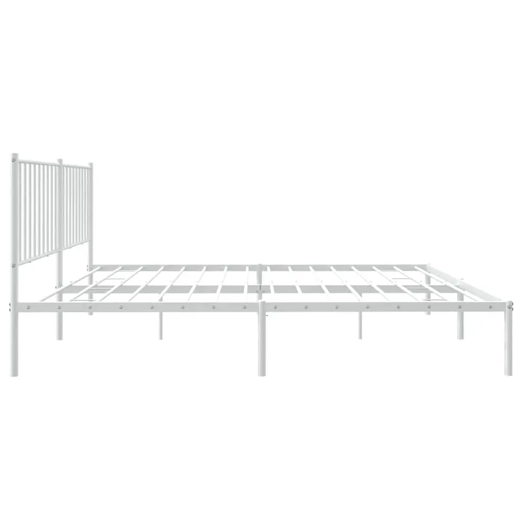 White Metal Bed Frame with Headboard and Storage 150x200 cm