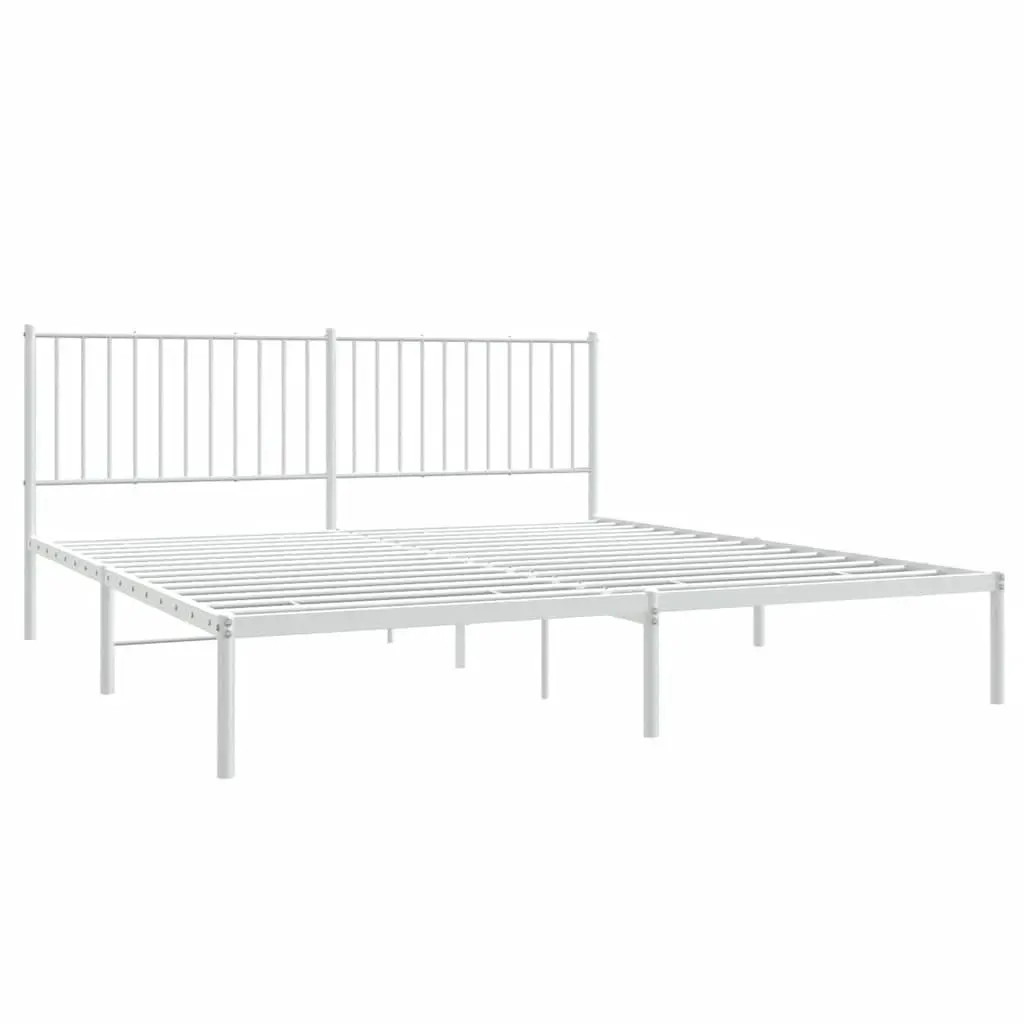 White King Size Metal Bed Frame with Headboard 183x203 cm