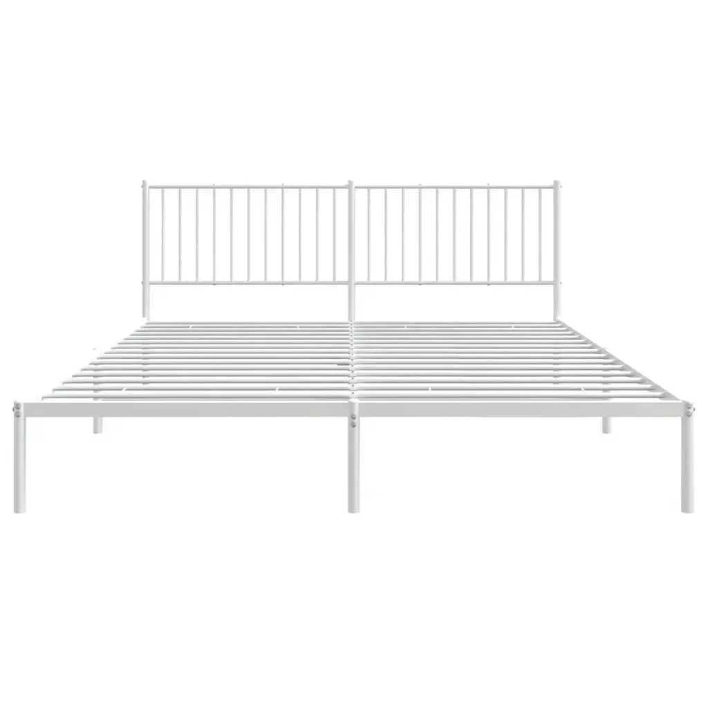 White King Size Metal Bed Frame with Headboard 183x203 cm