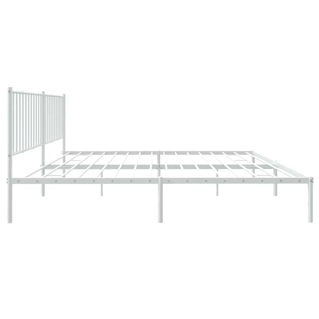 White King Size Metal Bed Frame with Headboard 183x203 cm