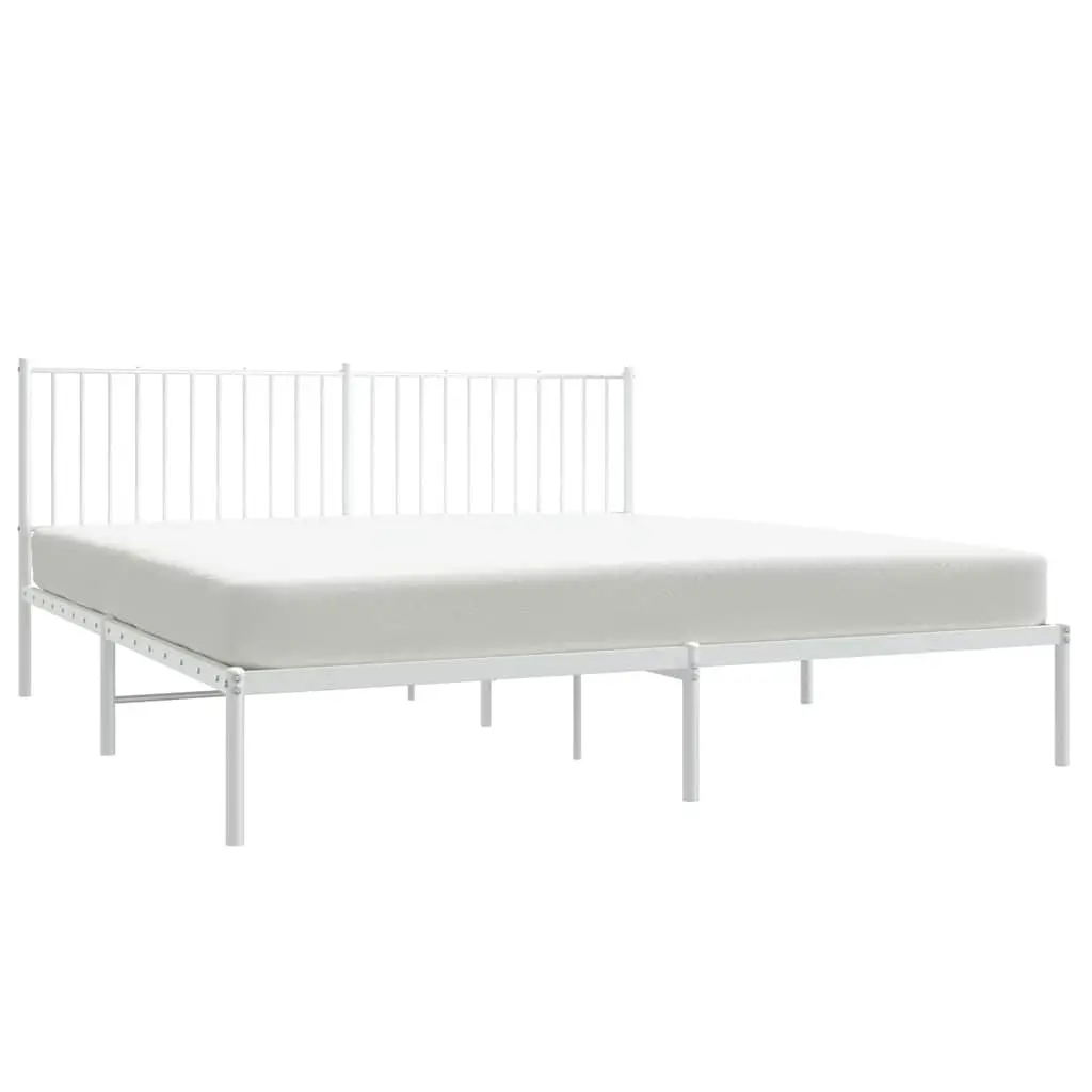 White King Size Metal Bed Frame with Headboard 183x203 cm
