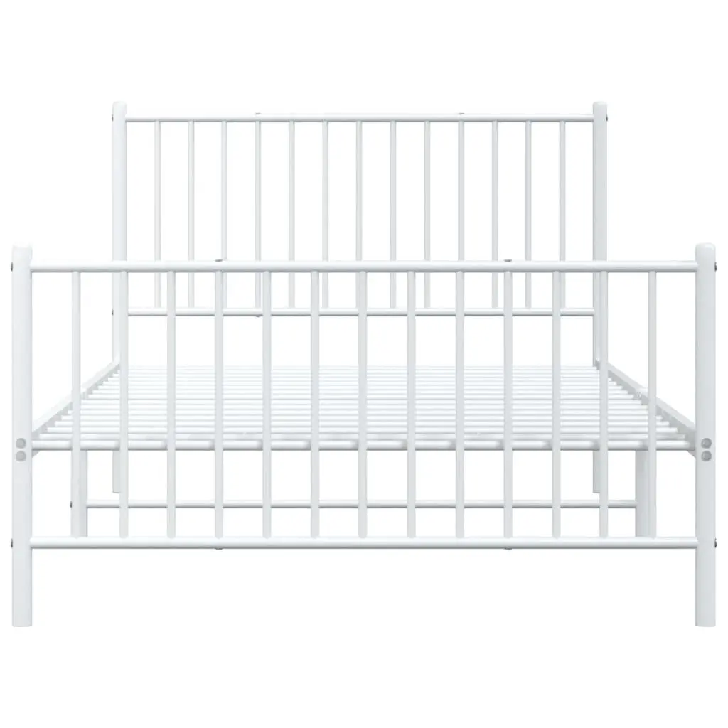 Metal Bed Frame White 107x203 cm Powder-coated Steel Slatted Base