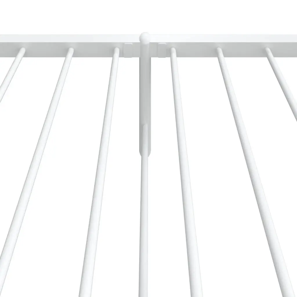 Metal Bed Frame White 107x203 cm Powder-coated Steel Slatted Base