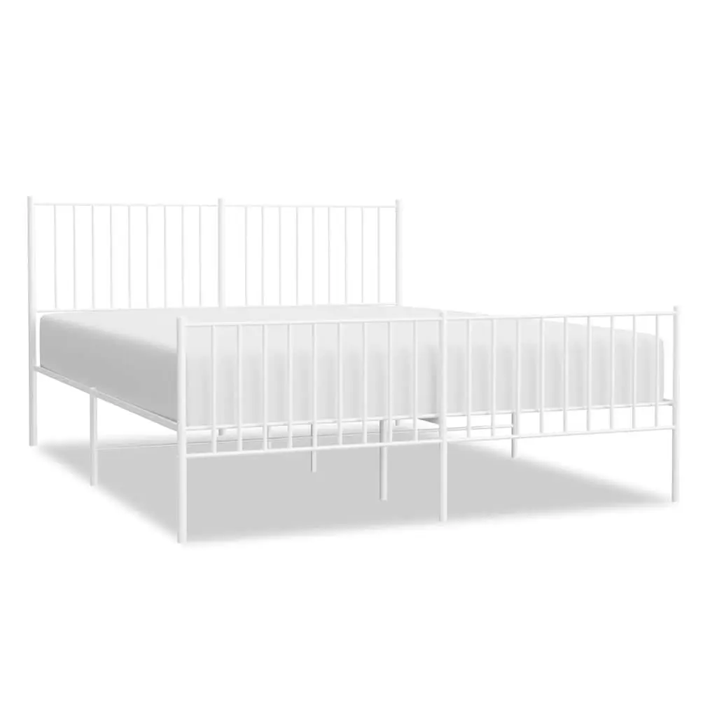 White Metal Bed Frame 150x200 cm with Footboard
