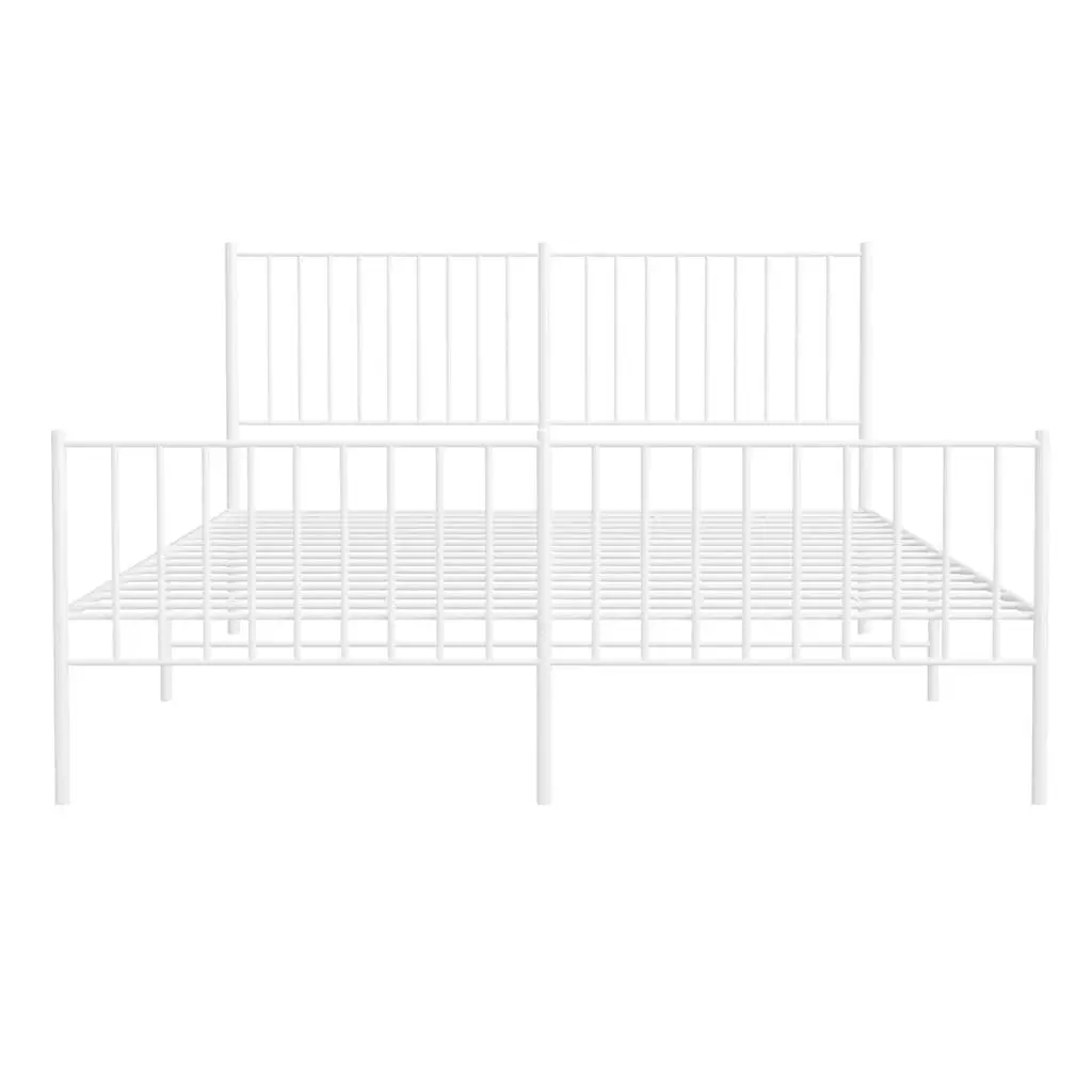 White Metal Bed Frame 150x200 cm with Footboard