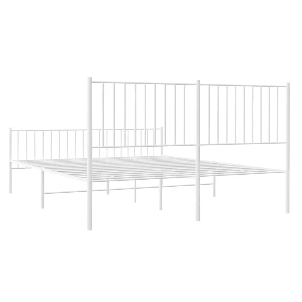 White Metal Bed Frame 150x200 cm with Footboard