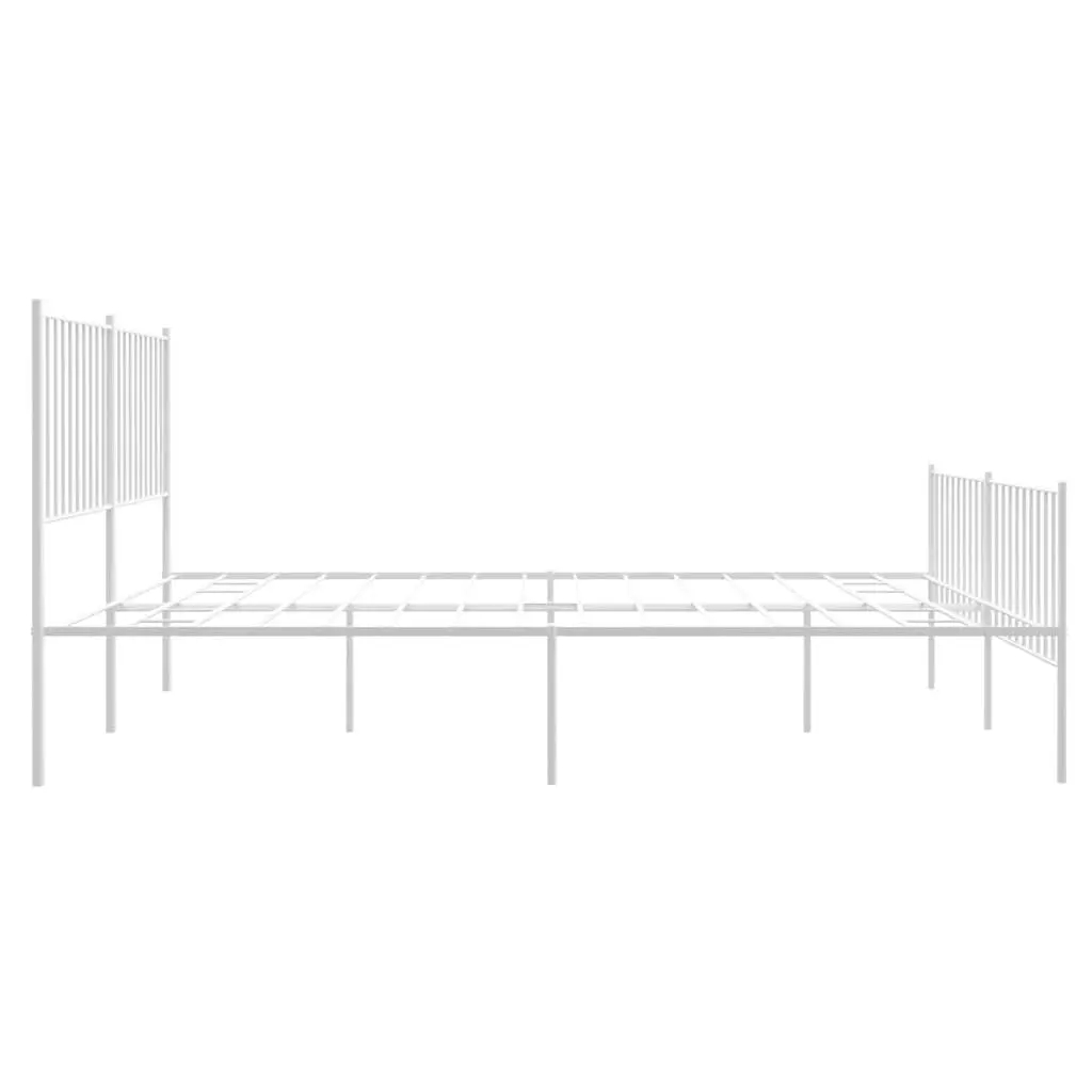 White Metal Bed Frame 150x200 cm with Footboard