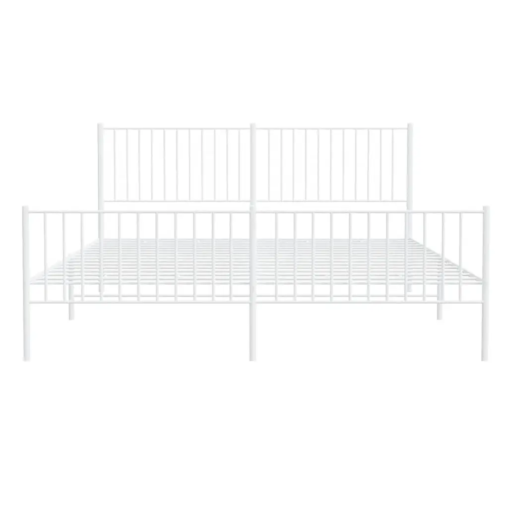 Metal Bed Frame King Size 183x203 cm White Powder-coated Steel