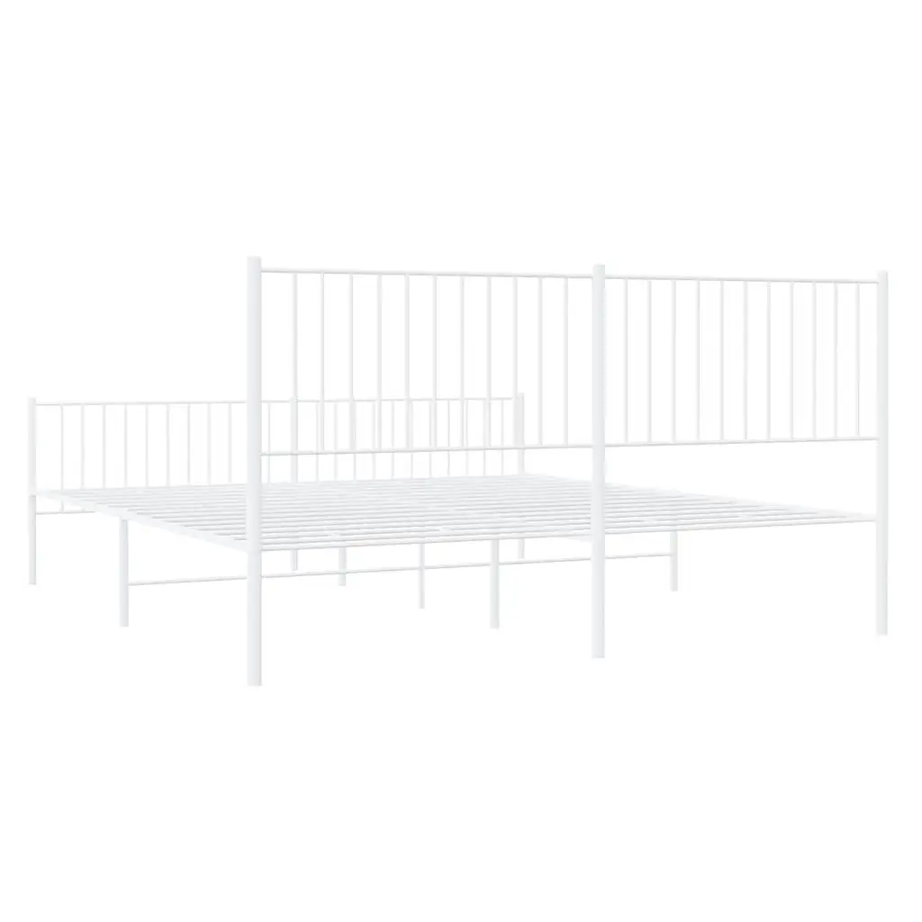 Metal Bed Frame King Size 183x203 cm White Powder-coated Steel