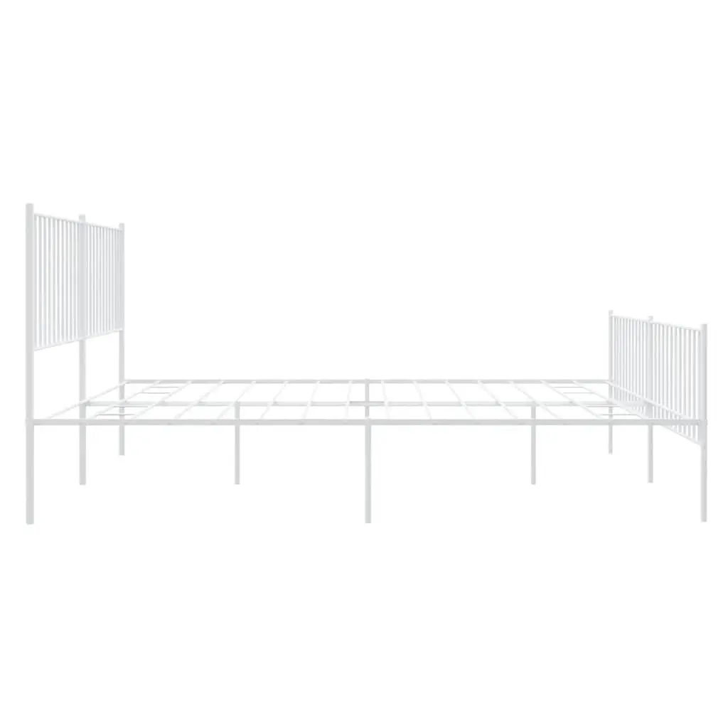 Metal Bed Frame King Size 183x203 cm White Powder-coated Steel