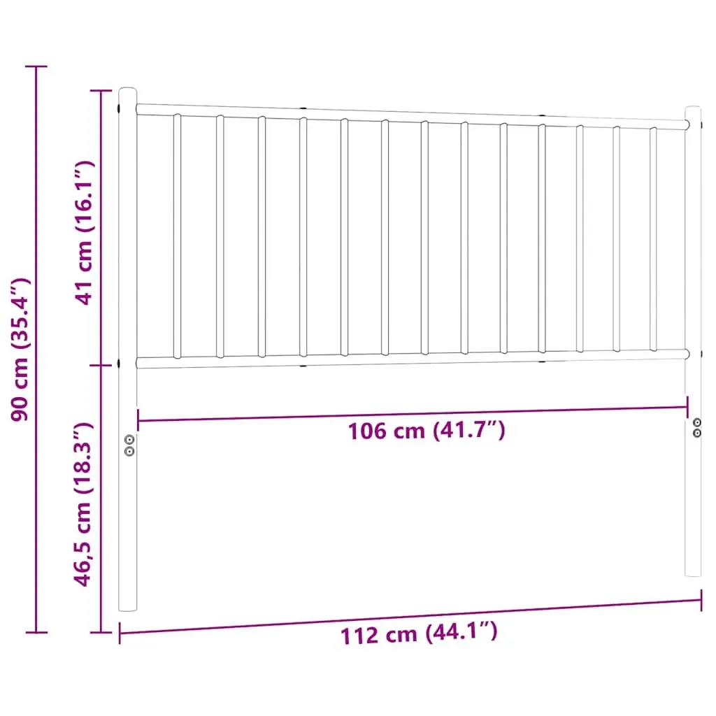 Metal Headboard White 107cm Powder-coated Steel Sturdy Support