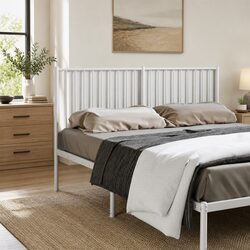 White Metal Headboard 150cm Bed Frame Support