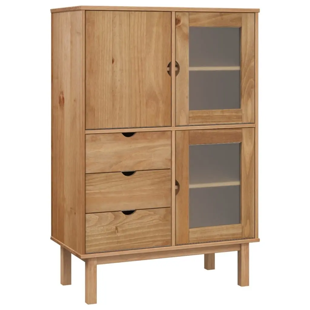 Highboard Solid Wood Pine Storage Cabinet Brown 85x43x125cm 3 Drawers