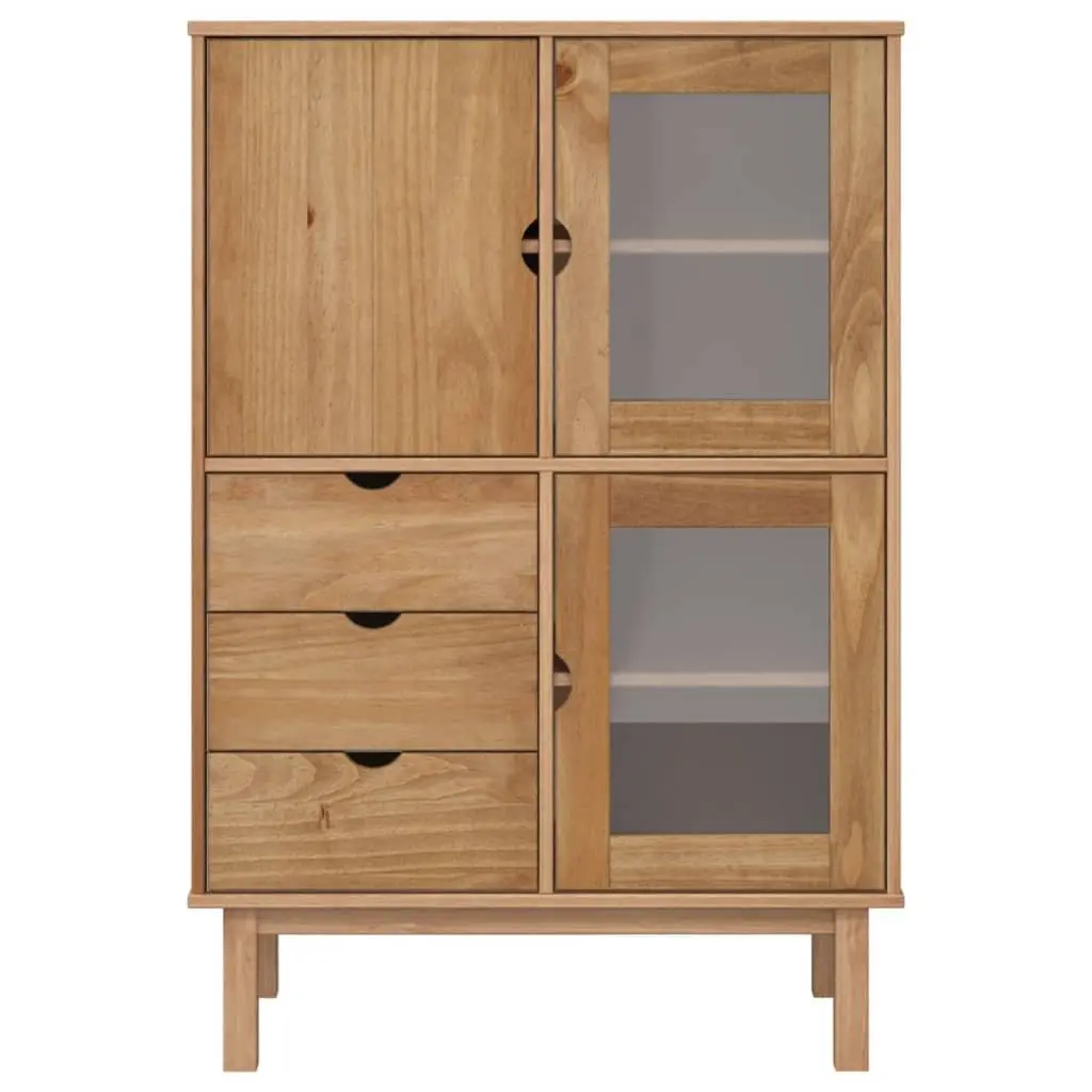 Highboard Solid Wood Pine Storage Cabinet Brown 85x43x125cm 3 Drawers