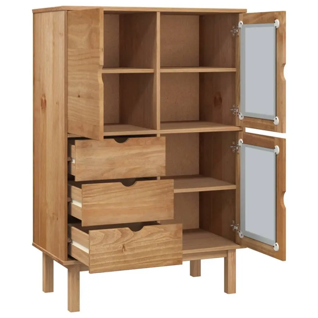 Highboard Solid Wood Pine Storage Cabinet Brown 85x43x125cm 3 Drawers