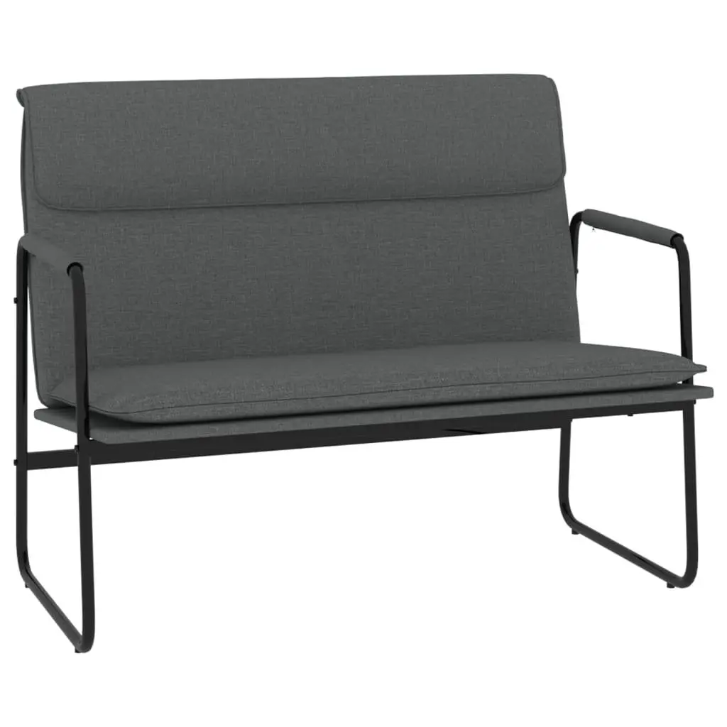 Grey Upholstered Bench Fabric Seating Durable Metal Frame Living Room Furniture