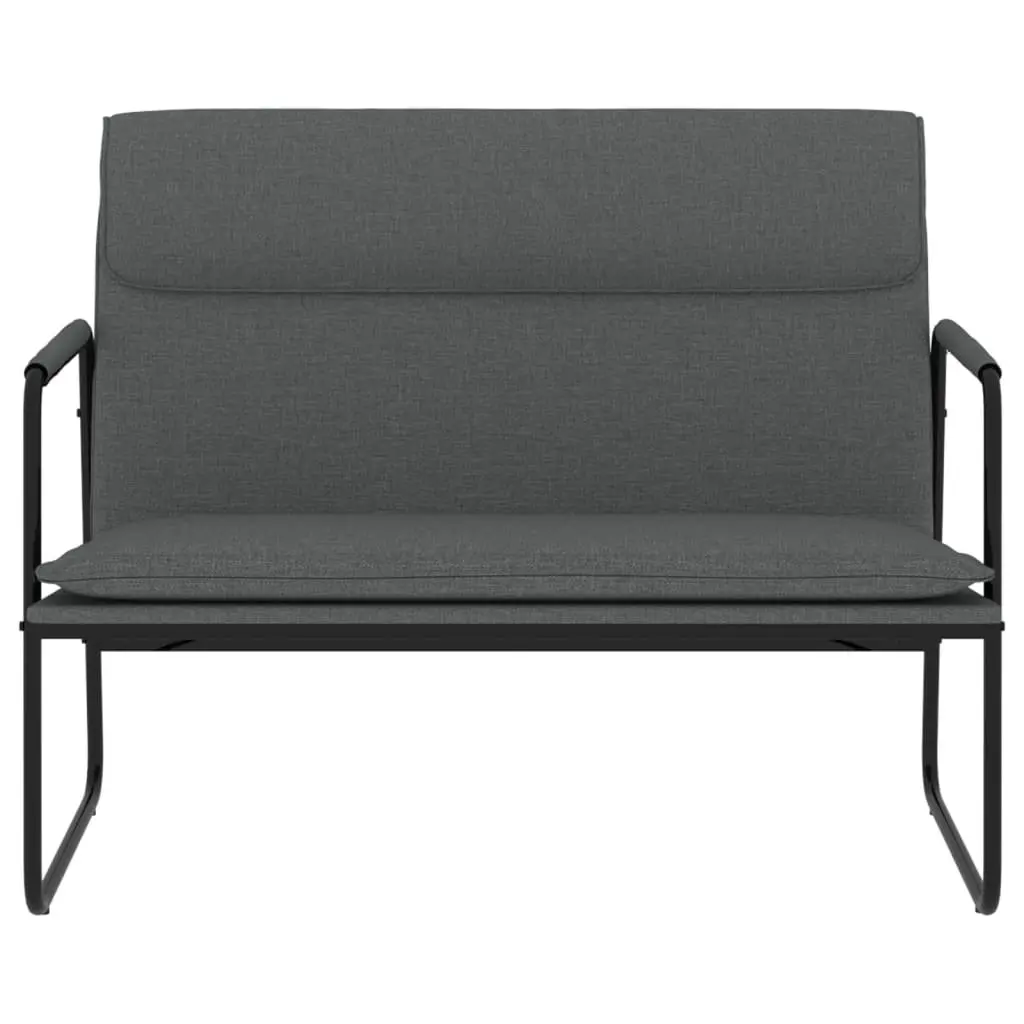 Grey Upholstered Bench Fabric Seating Durable Metal Frame Living Room Furniture