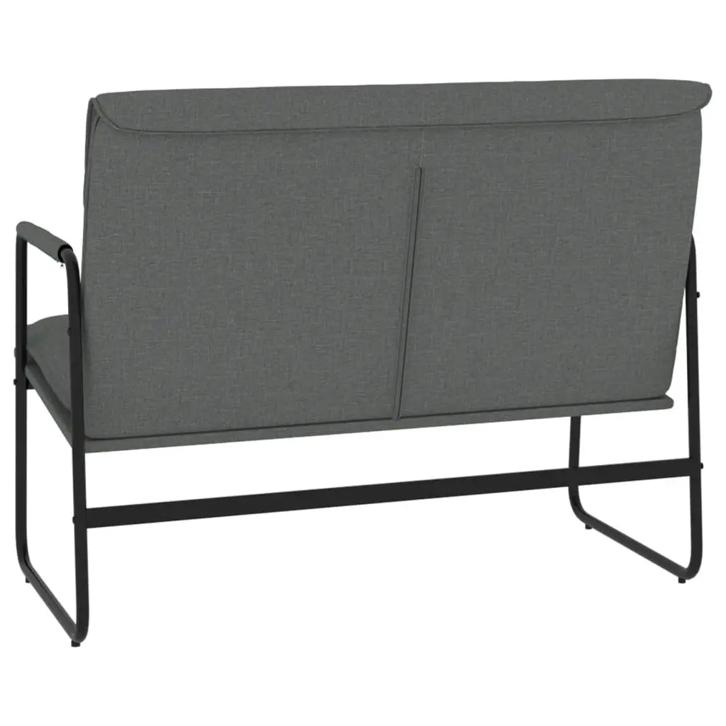 Grey Upholstered Bench Fabric Seating Durable Metal Frame Living Room Furniture