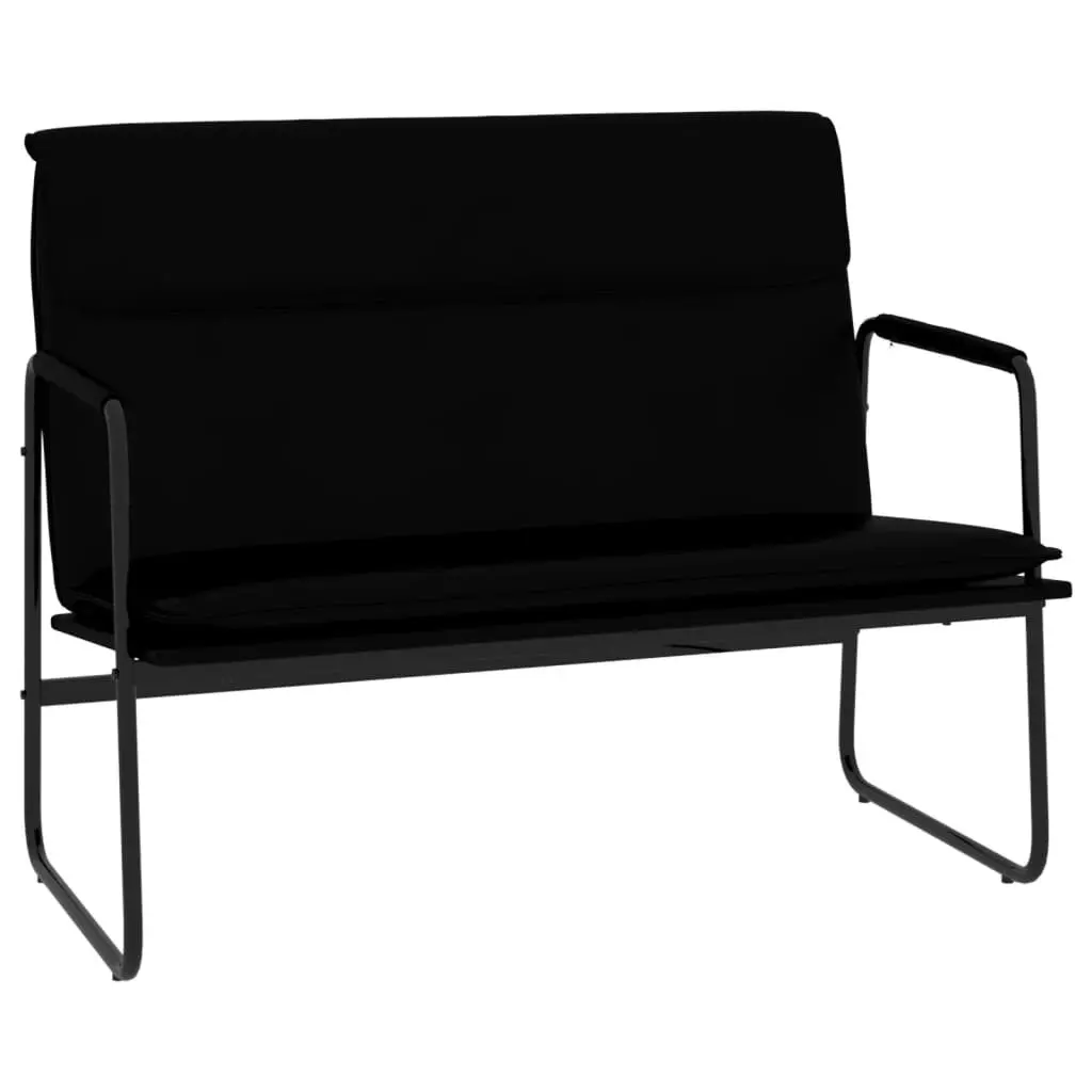 Faux Leather Bench Black Upholstered Padded Back Rest 100cm Metal Frame