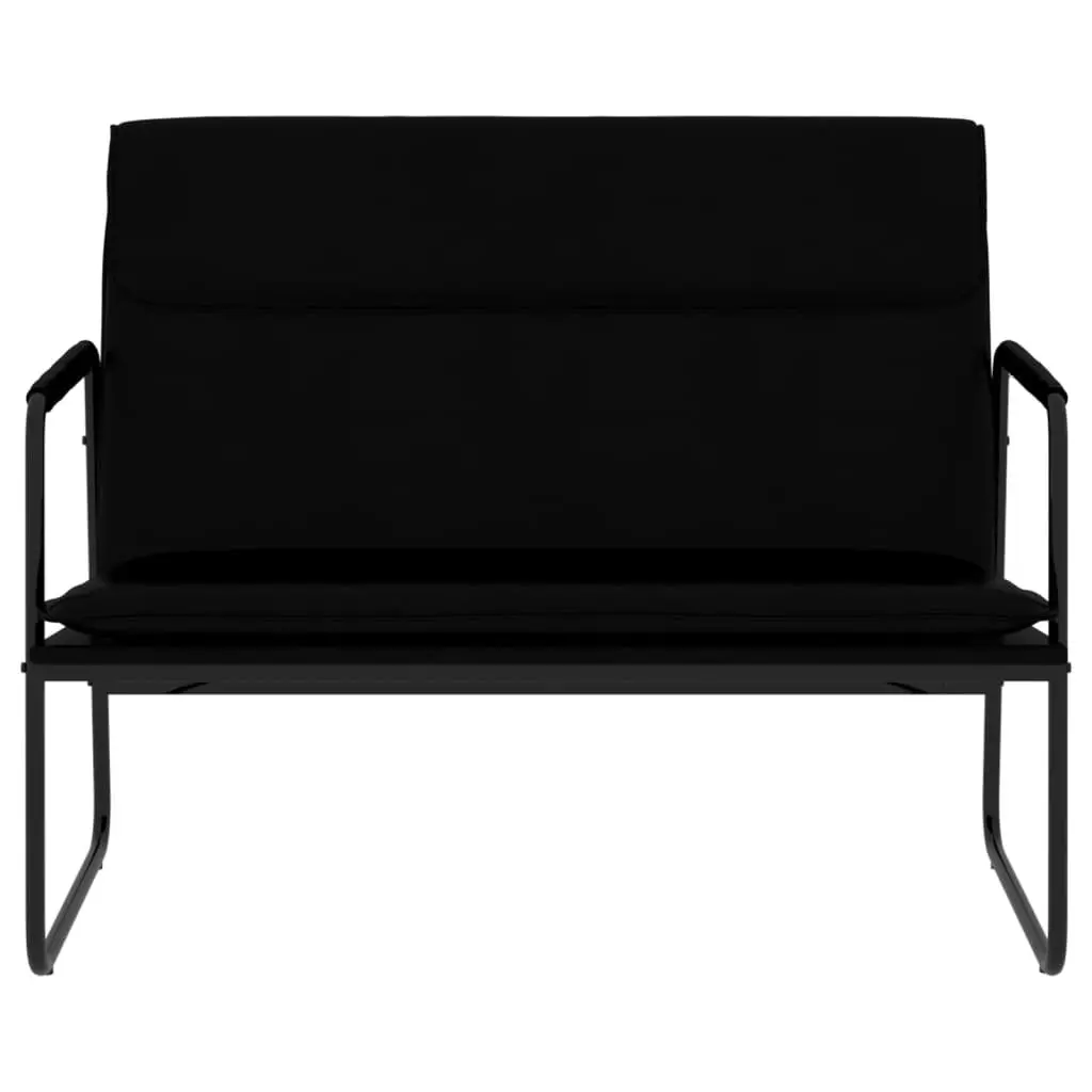 Faux Leather Bench Black Upholstered Padded Back Rest 100cm Metal Frame