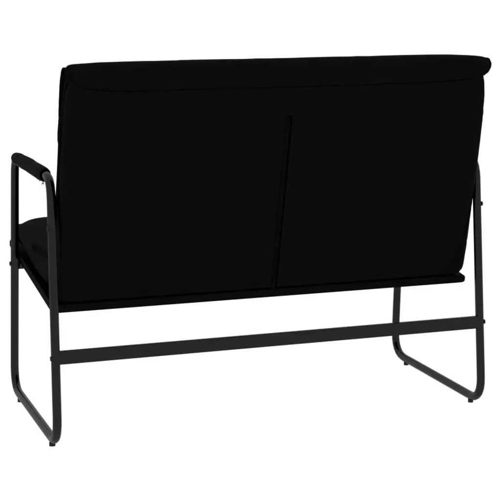 Faux Leather Bench Black Upholstered Padded Back Rest 100cm Metal Frame