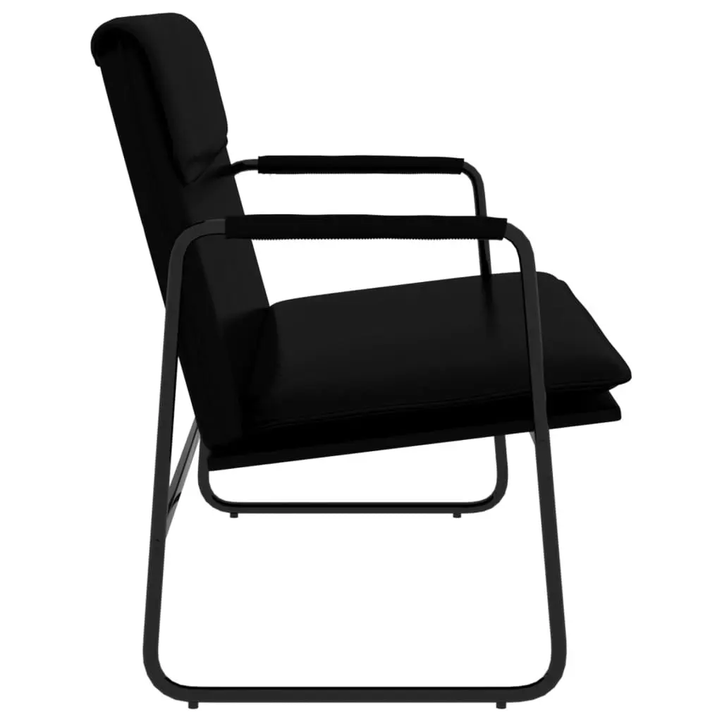 Faux Leather Bench Black Upholstered Padded Back Rest 100cm Metal Frame