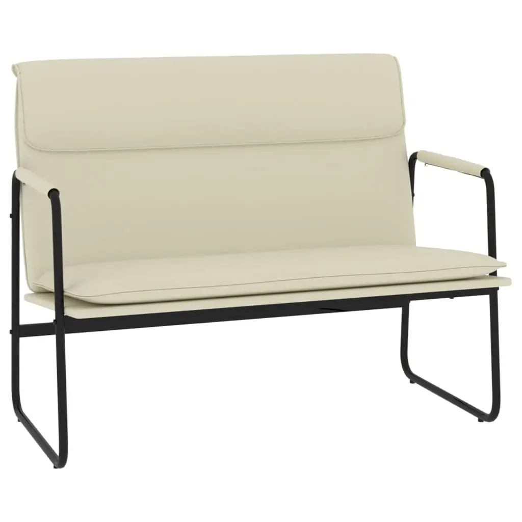 Faux Leather Bench Cream Upholstered Seating Lounge Chair Metal Frame 100 x 64 x 80 cm