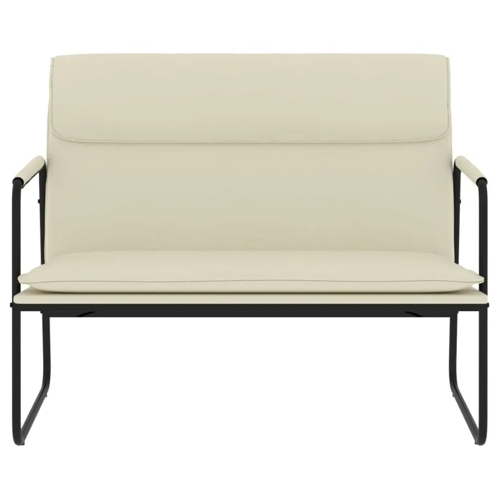 Faux Leather Bench Cream Upholstered Seating Lounge Chair Metal Frame 100 x 64 x 80 cm