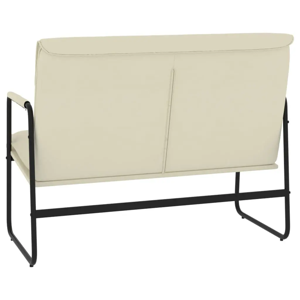 Faux Leather Bench Cream Upholstered Seating Lounge Chair Metal Frame 100 x 64 x 80 cm
