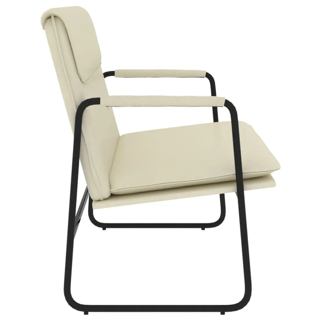 Faux Leather Bench Cream Upholstered Seating Lounge Chair Metal Frame 100 x 64 x 80 cm