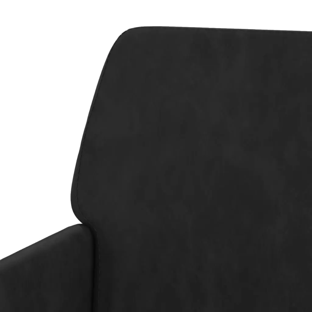 Black Velvet Upholstered Bench with Armrests