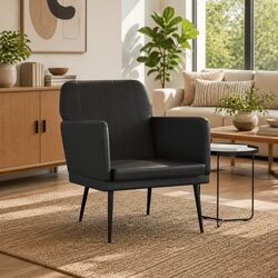 Cozy Black Faux Leather Armchair for Living Spaces