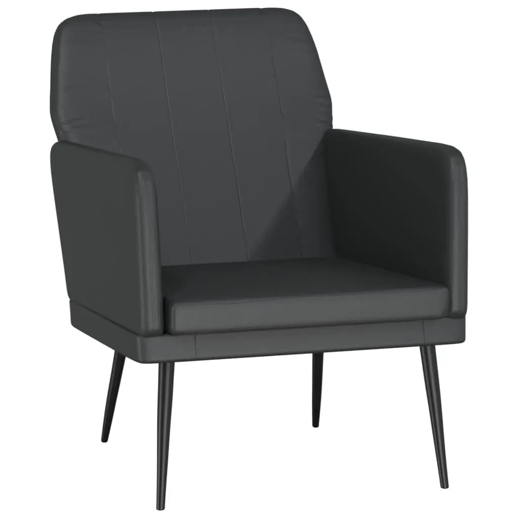 Black Faux Leather Armchair for Living Spaces